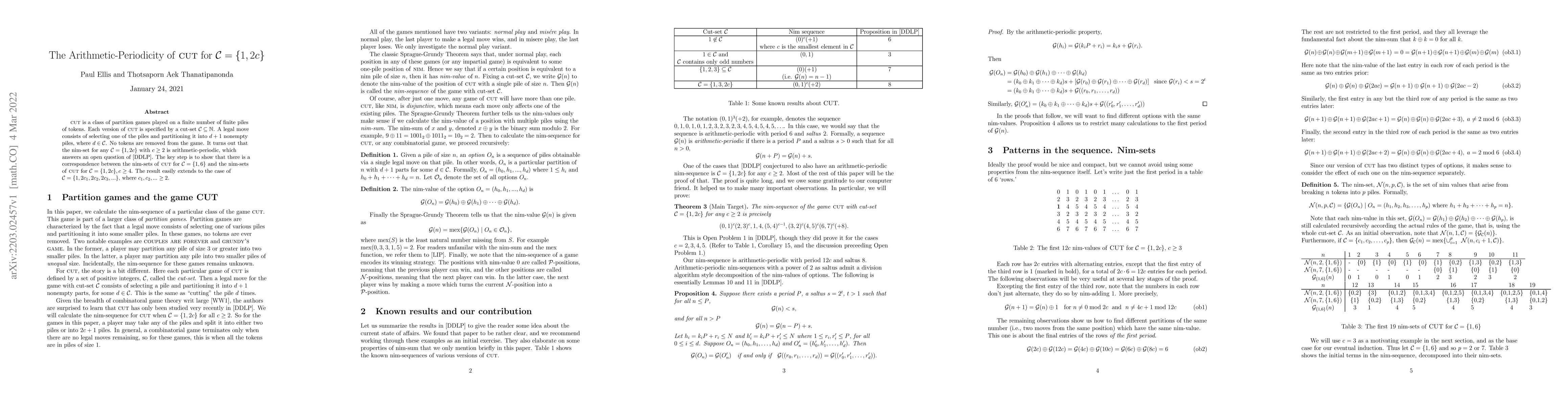 Thumbnail for The Arithmetic-Periodicity of \textsc{cut} for $\mathcal{C}=\{1,2c\}$