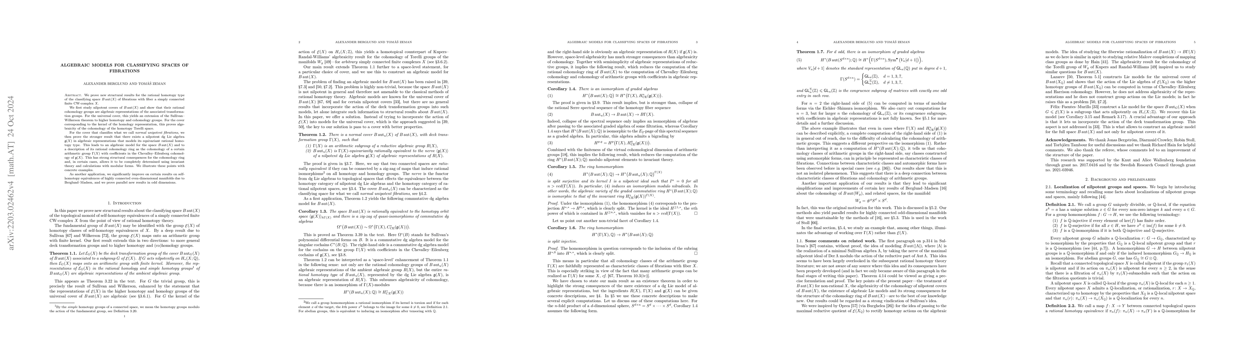 Thumbnail for Algebraic models for classifying spaces of fibrations