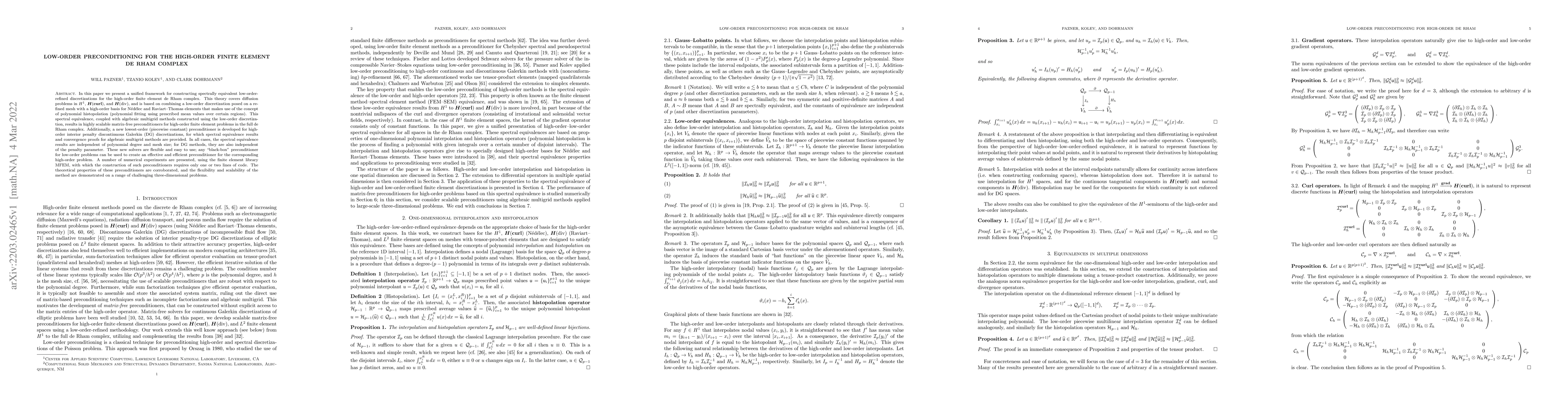 Thumbnail for Low-order preconditioning for the high-order finite element de Rham
  complex