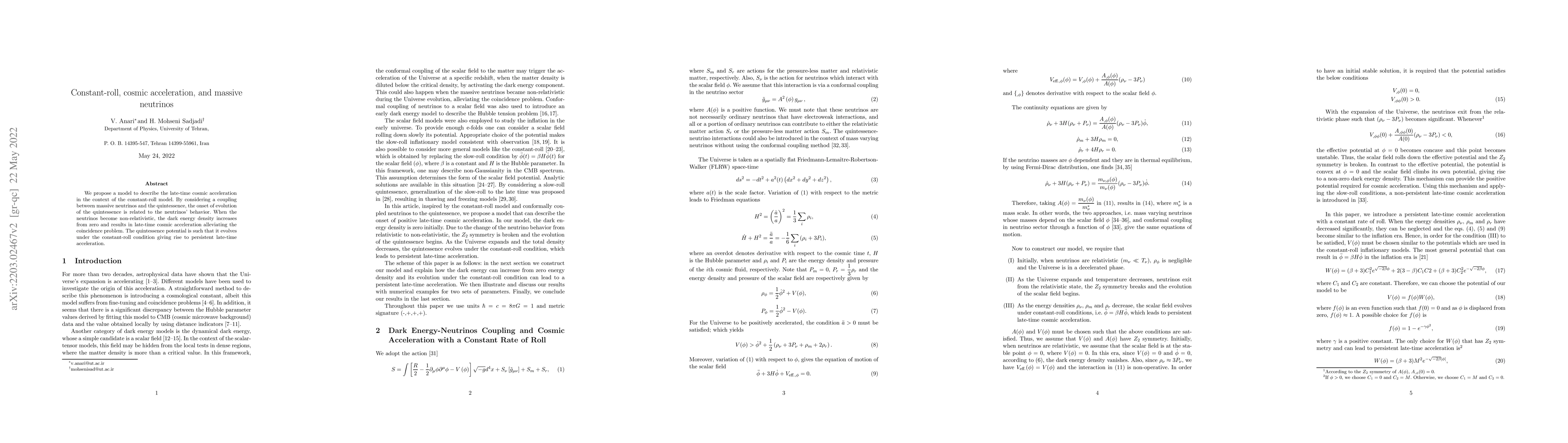 Thumbnail for Constant-roll, cosmic acceleration, and massive neutrinos
