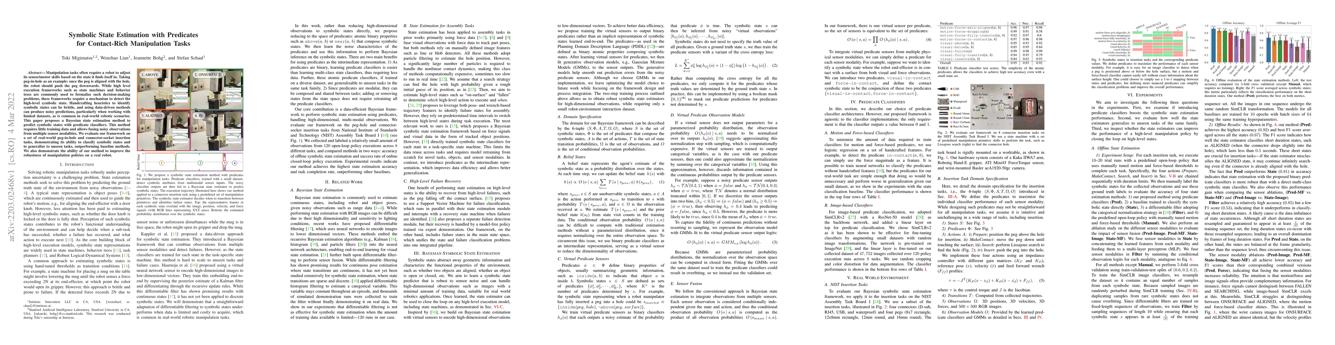 Thumbnail for Symbolic State Estimation with Predicates for Contact-Rich Manipulation
  Tasks