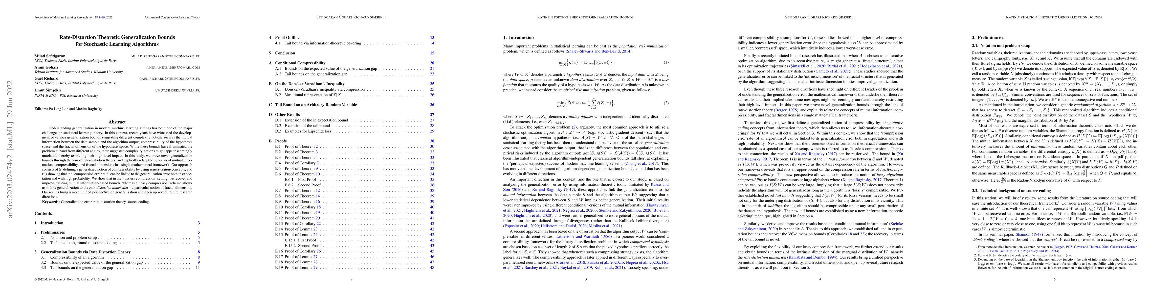 Thumbnail for Rate-Distortion Theoretic Generalization Bounds for Stochastic Learning
  Algorithms