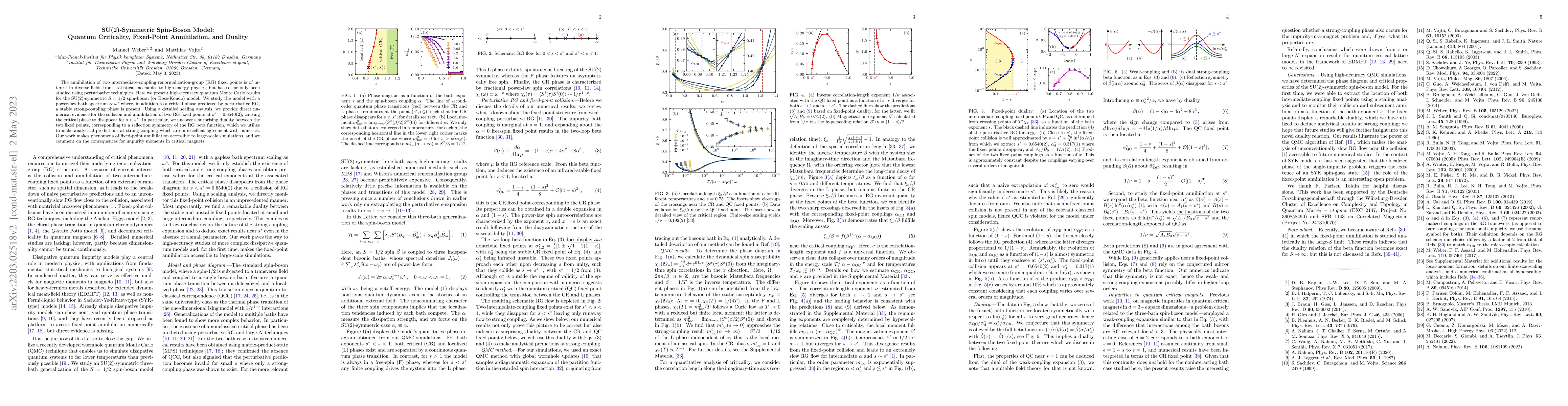 Thumbnail for SU(2)-Symmetric Spin-Boson Model: Quantum Criticality, Fixed-Point
  Annihilation, and Duality