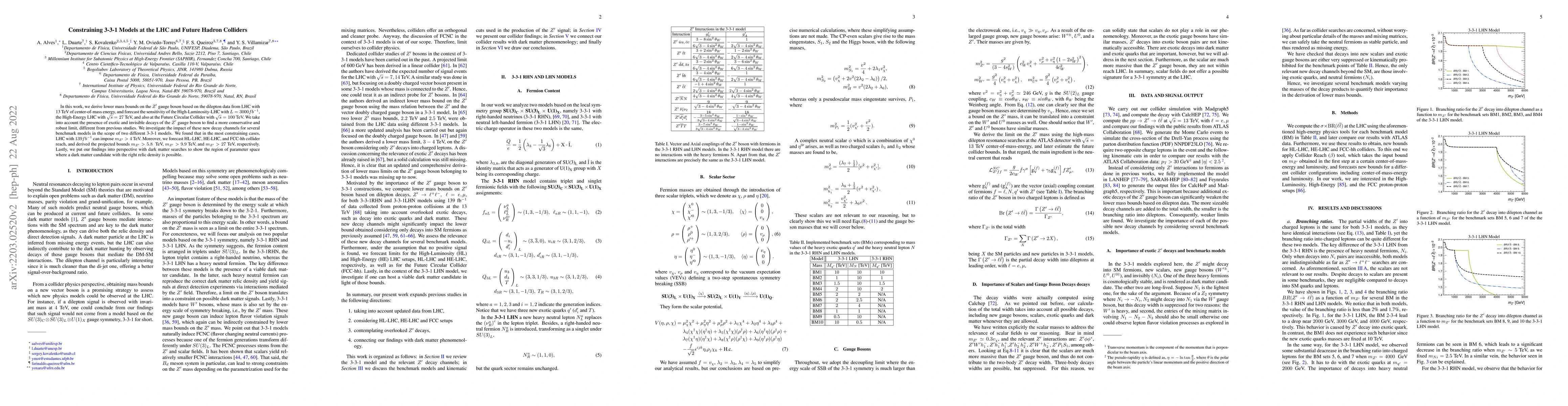 Thumbnail for Constraining 3-3-1 Models at the LHC and Future Hadron Colliders