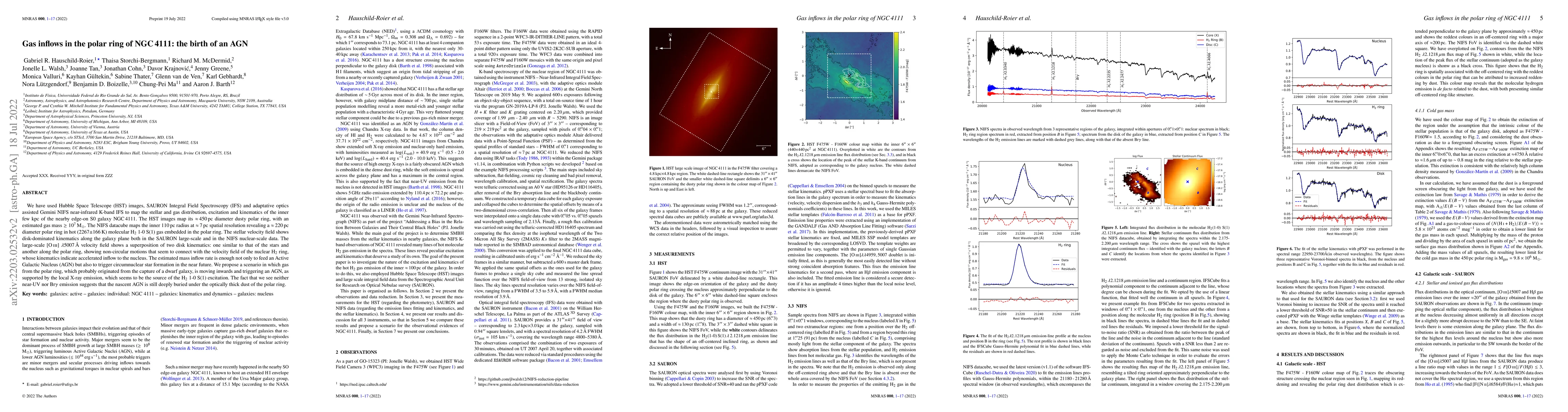 Thumbnail for Gas inflows in the polar ring of NGC 4111: the birth of an AGN