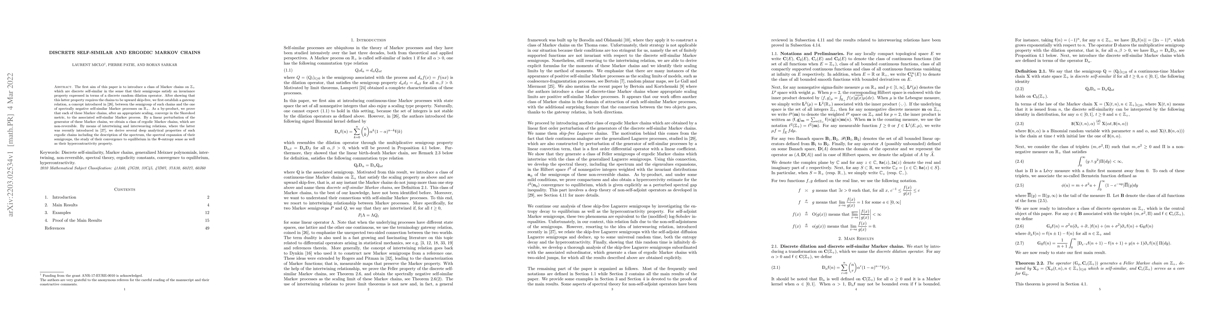 Thumbnail for Discrete self-similar and ergodic Markov chains