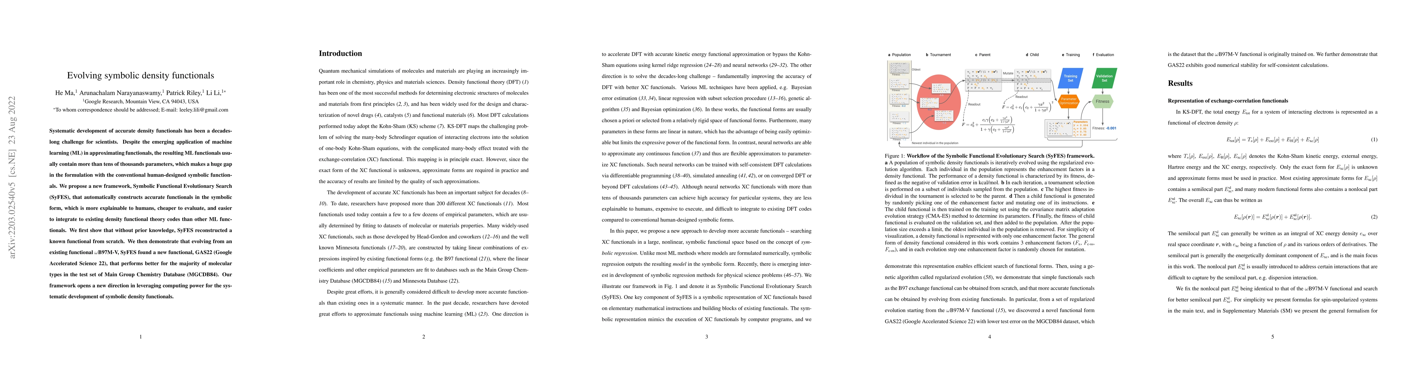 Thumbnail for Evolving symbolic density functionals