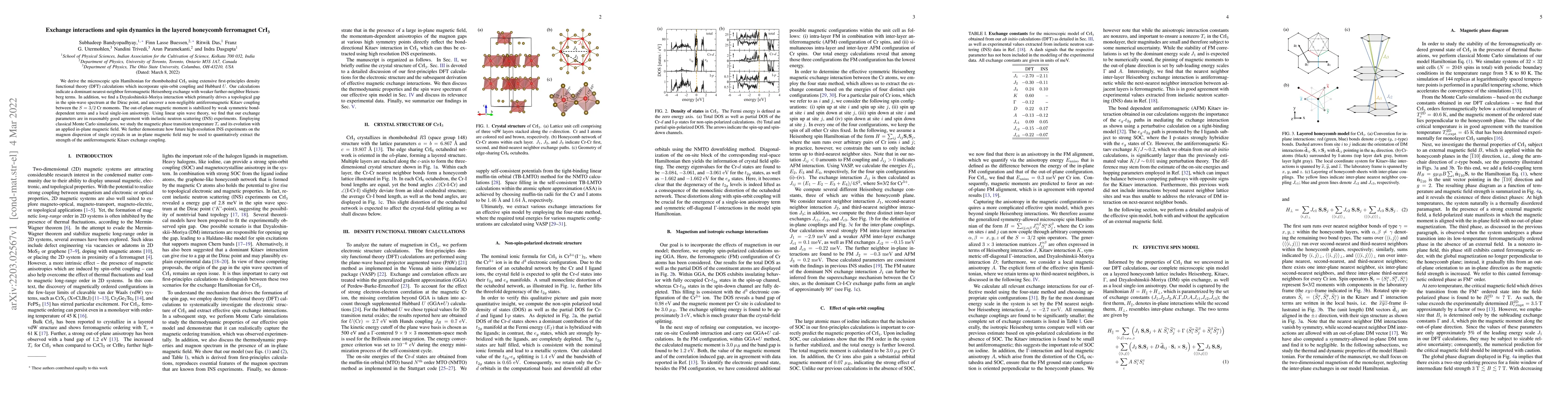 Thumbnail for Exchange interactions and spin dynamics in the layered honeycomb
  ferromagnet CrI$_3$