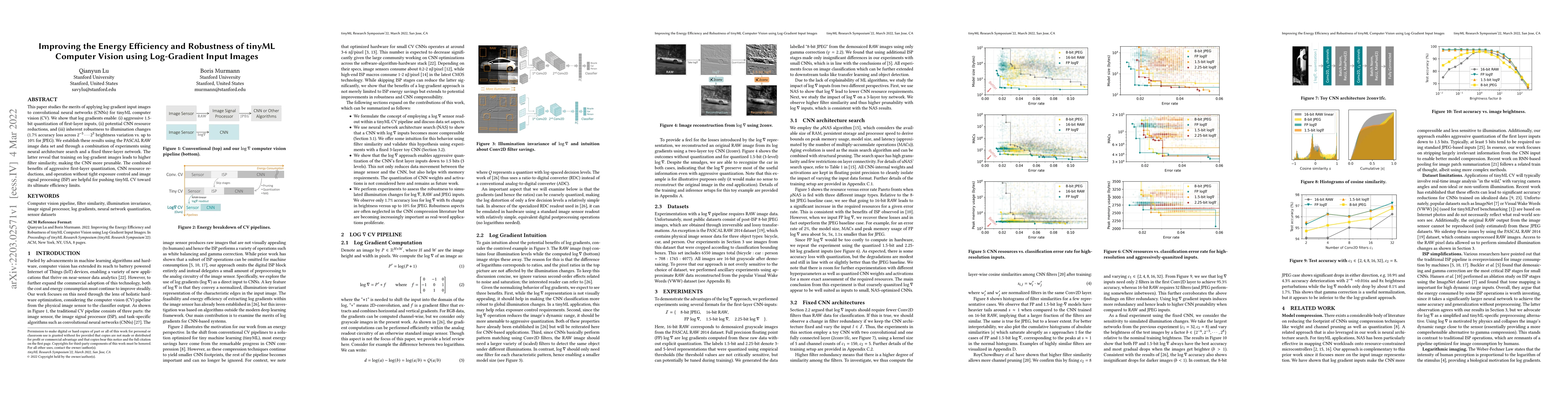 Thumbnail for Improving the Energy Efficiency and Robustness of tinyML Computer Vision
  using Log-Gradient Input Images