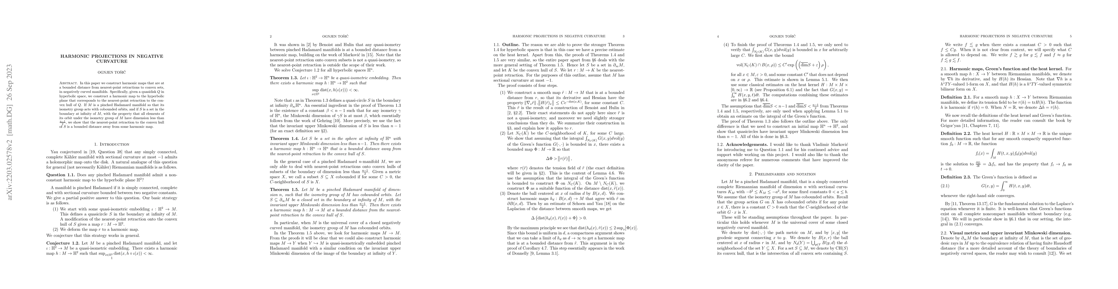 Thumbnail for Harmonic projections in negative curvature