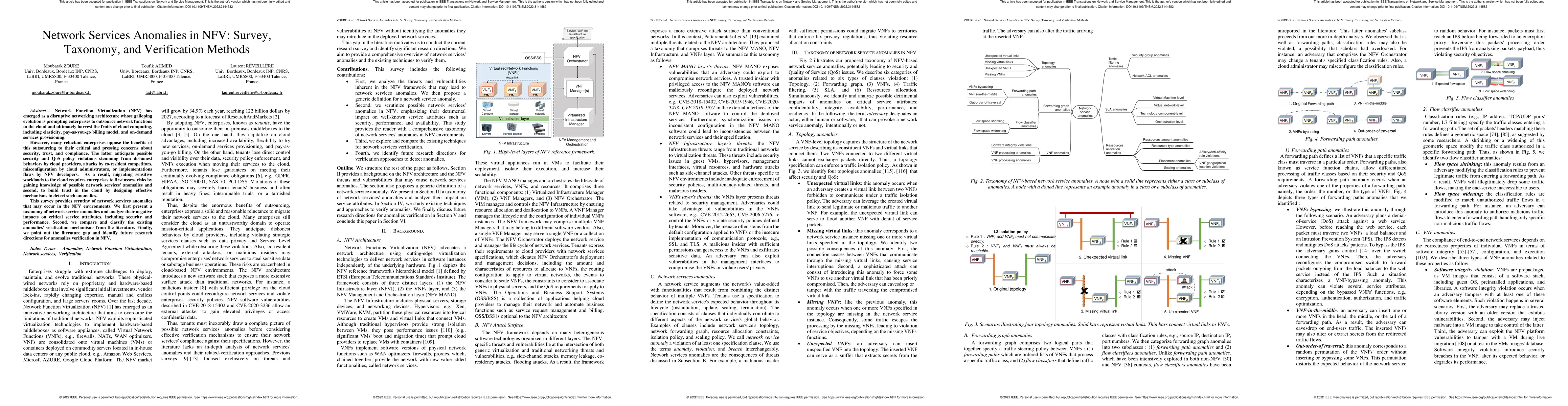 Thumbnail for Network Services Anomalies in NFV: Survey, Taxonomy, and Verification
  Methods