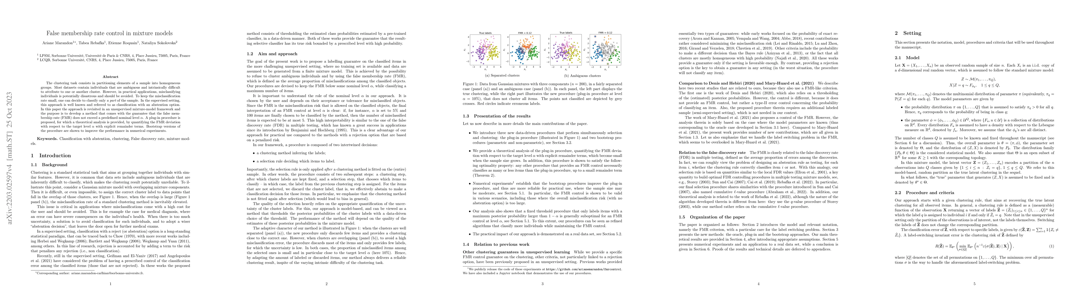 Thumbnail for False membership rate control in mixture models
