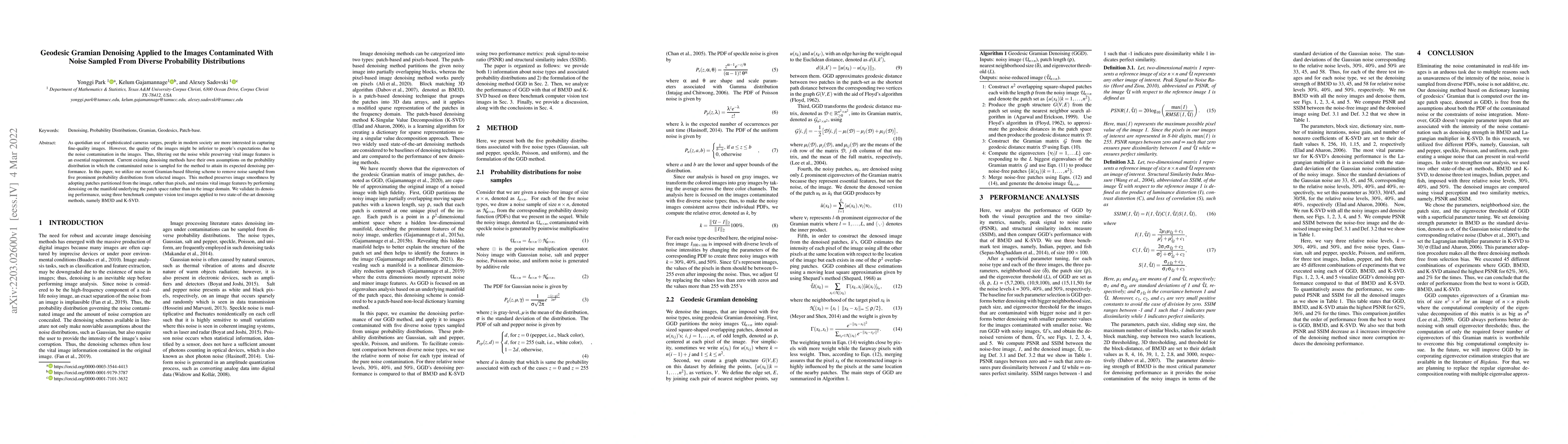 Thumbnail for Geodesic Gramian Denoising Applied to the Images Contaminated With Noise
  Sampled From Diverse Probability Distributions