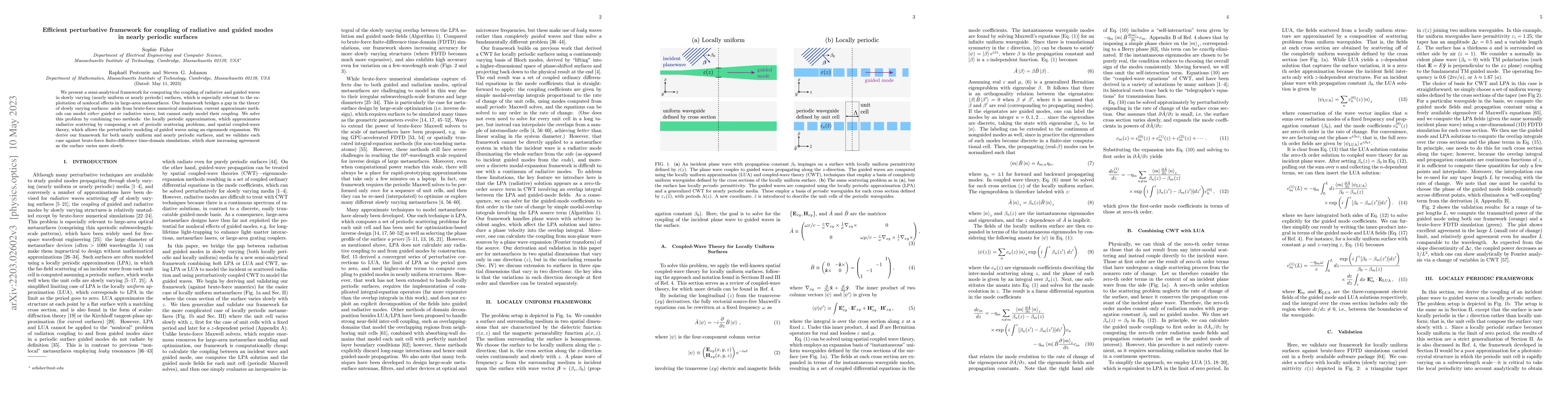 Thumbnail for Efficient perturbative framework for coupling of radiative and guided
  modes in nearly periodic surfaces