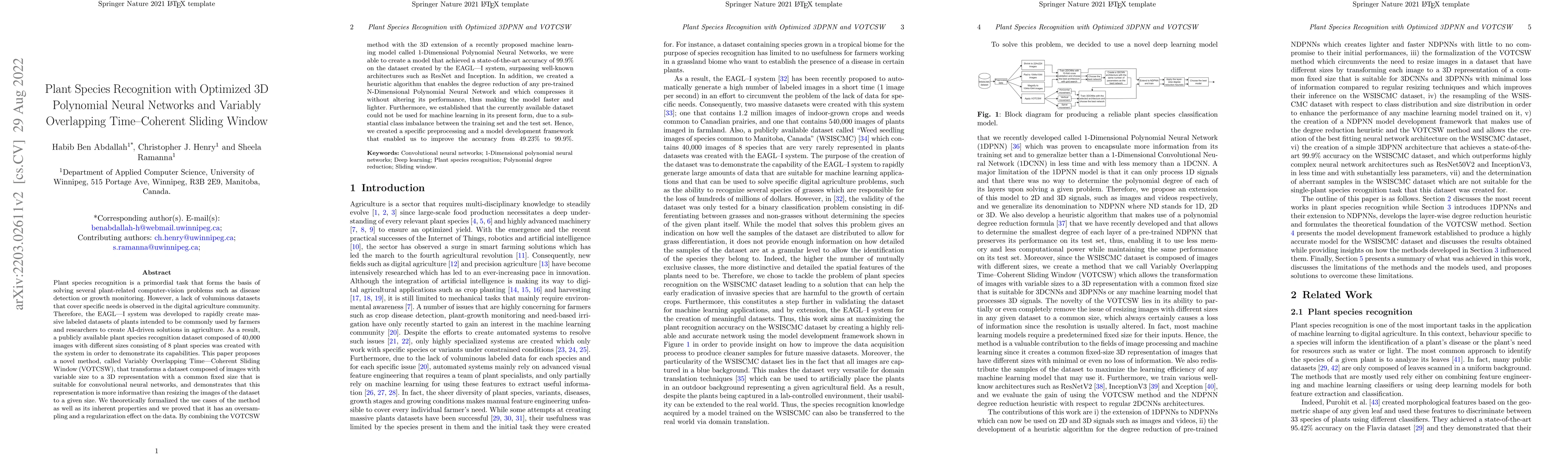 Thumbnail for Plant Species Recognition with Optimized 3D Polynomial Neural Networks
  and Variably Overlapping Time-Coherent Sliding Window