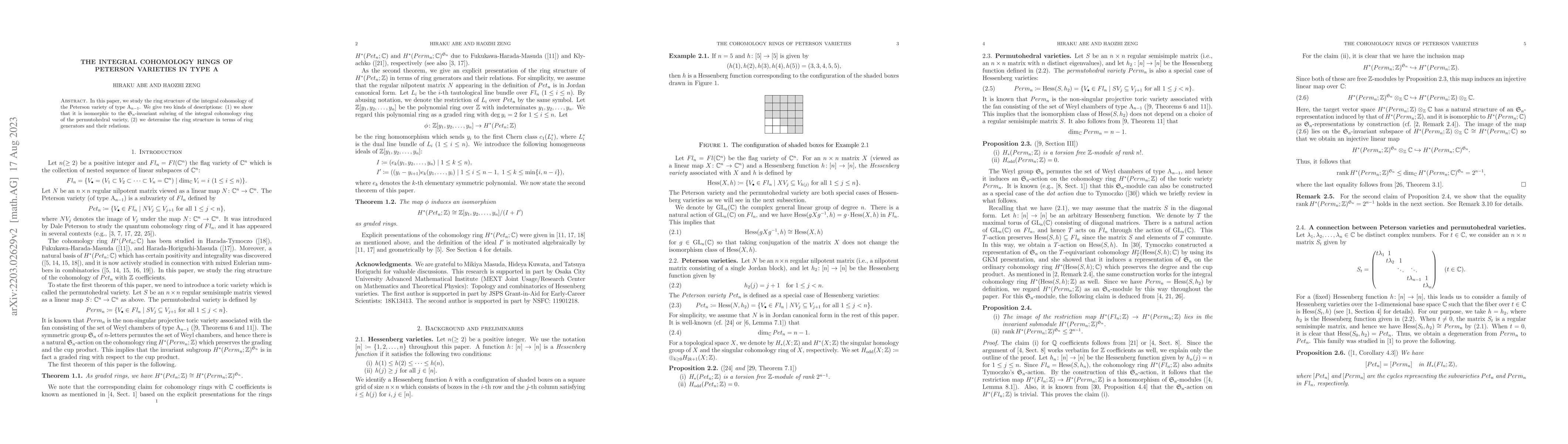 Thumbnail for The integral cohomology rings of Peterson varieties in type A