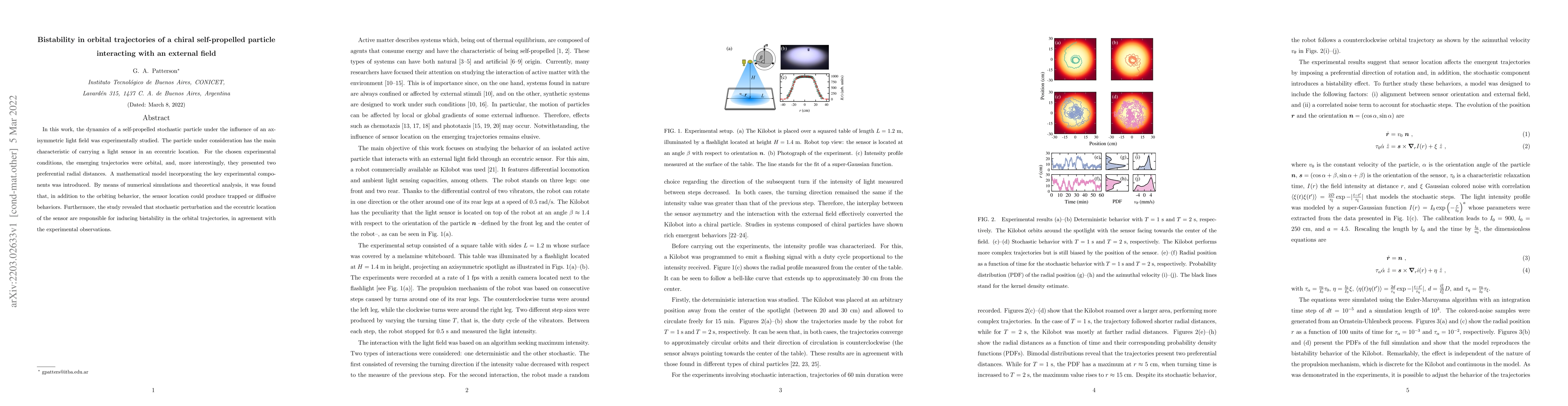 Thumbnail for Bistability in orbital trajectories of a chiral self-propelled particle
  interacting with an external field
