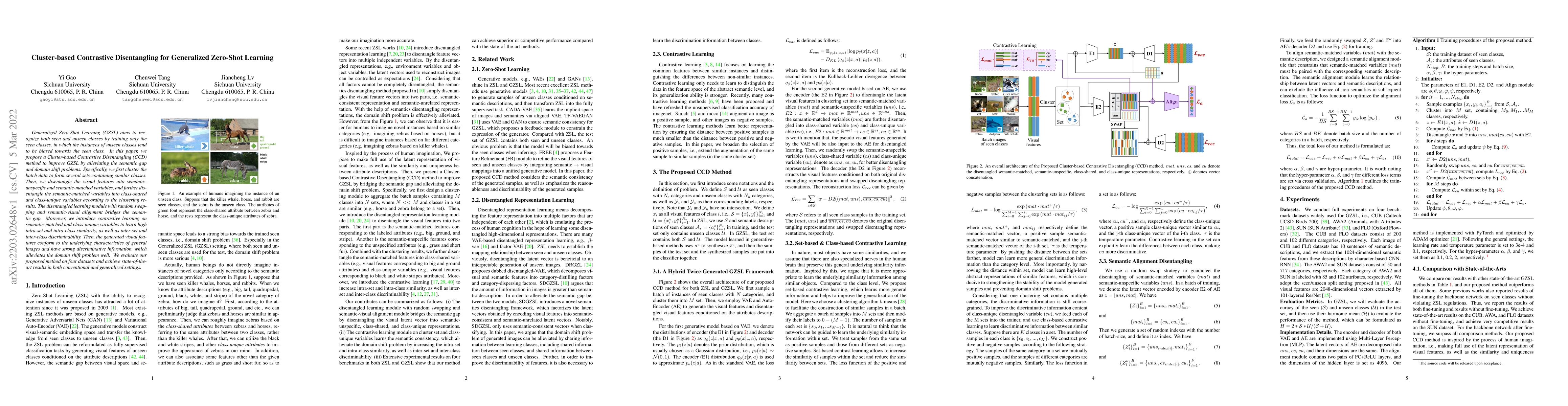 Thumbnail for Cluster-based Contrastive Disentangling for Generalized Zero-Shot
  Learning