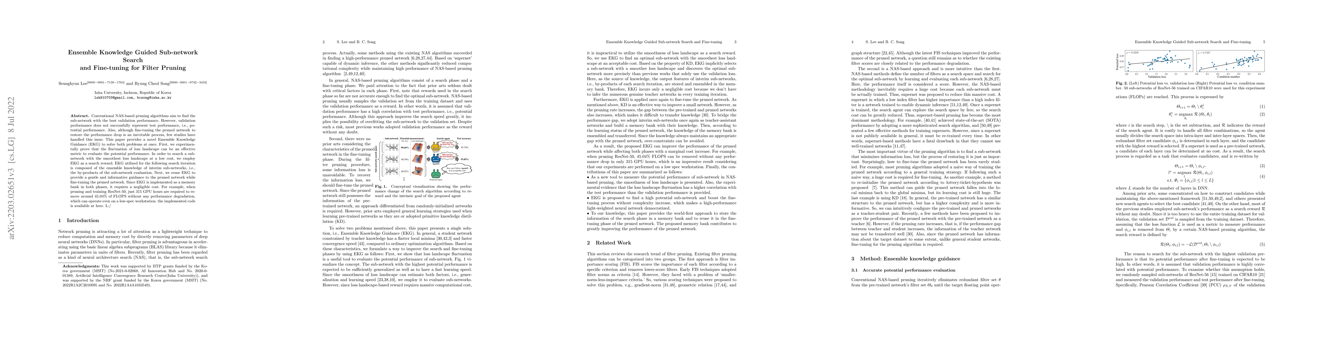 Thumbnail for Ensemble Knowledge Guided Sub-network Search and Fine-tuning for Filter
  Pruning