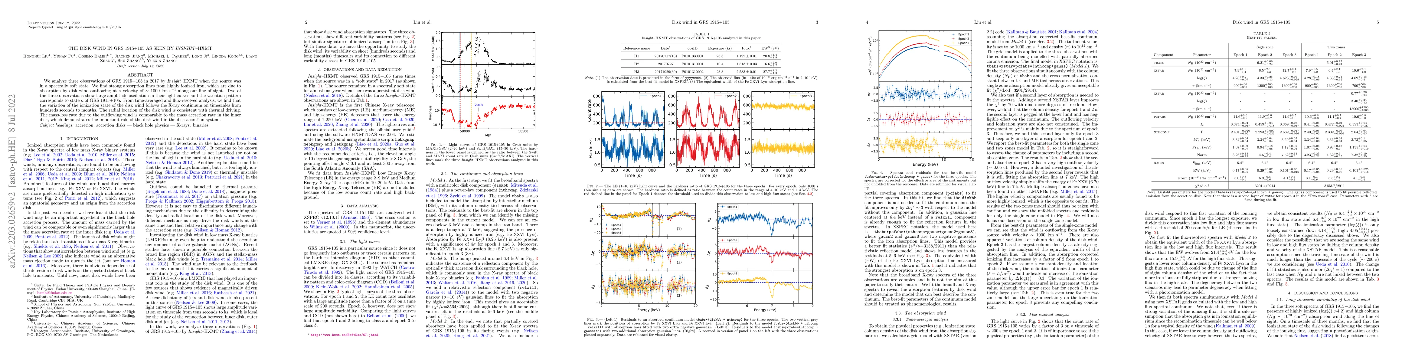 Thumbnail for The disk wind in GRS 1915+105 as seen by Insight-HXMT