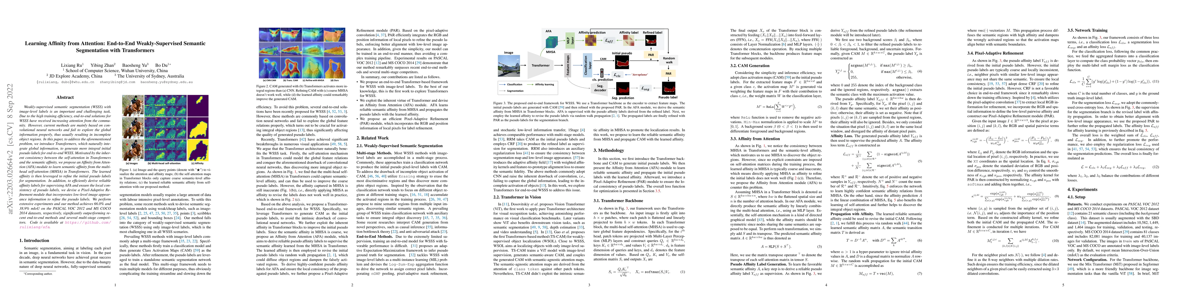 Thumbnail for Learning Affinity from Attention: End-to-End Weakly-Supervised Semantic
  Segmentation with Transformers