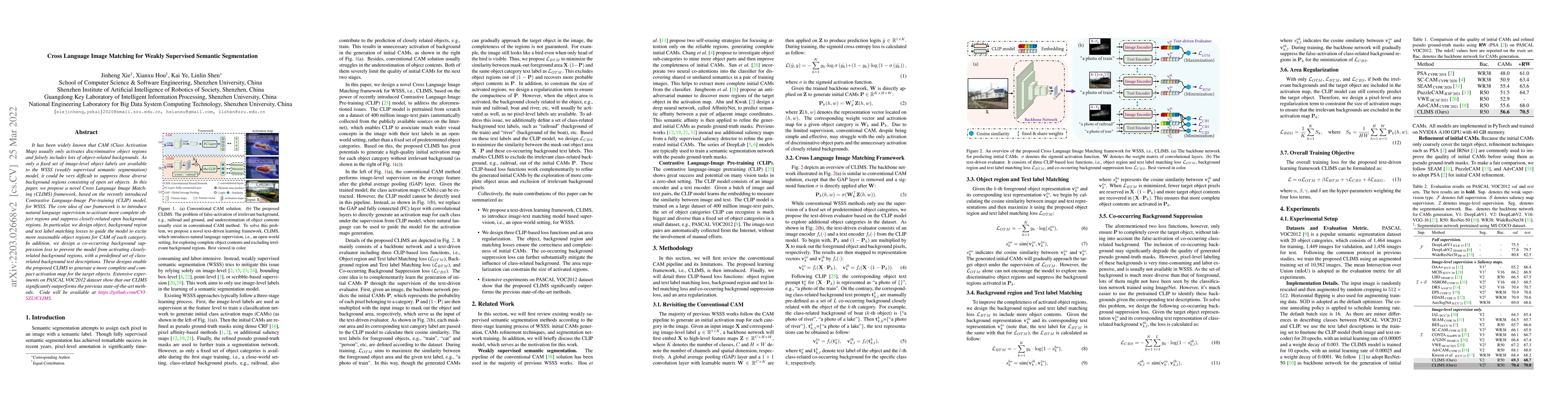 Thumbnail for Cross Language Image Matching for Weakly Supervised Semantic
  Segmentation
