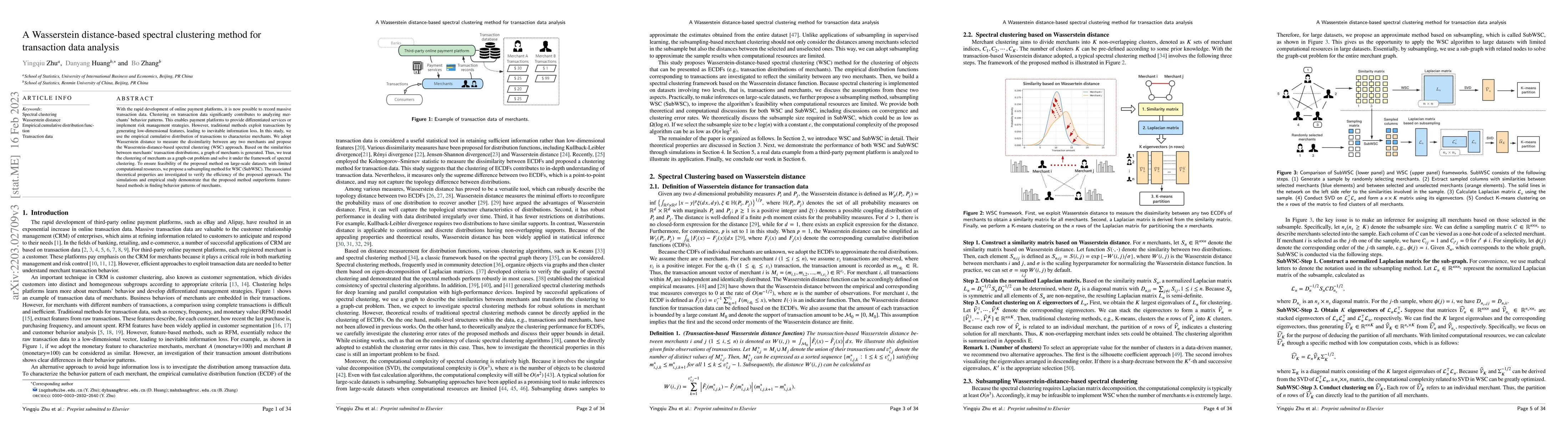 Thumbnail for A Wasserstein distance-based spectral clustering method for transaction
  data analysis