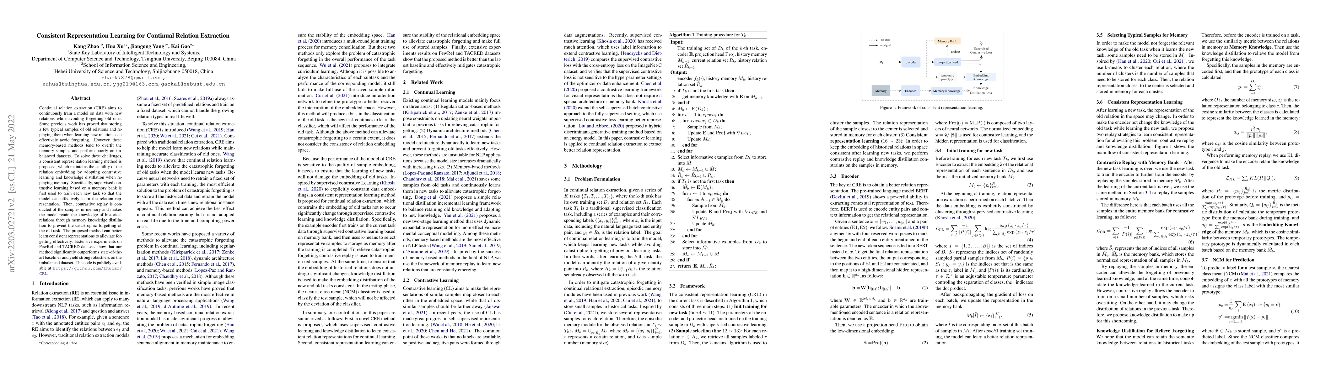 Thumbnail for Consistent Representation Learning for Continual Relation Extraction