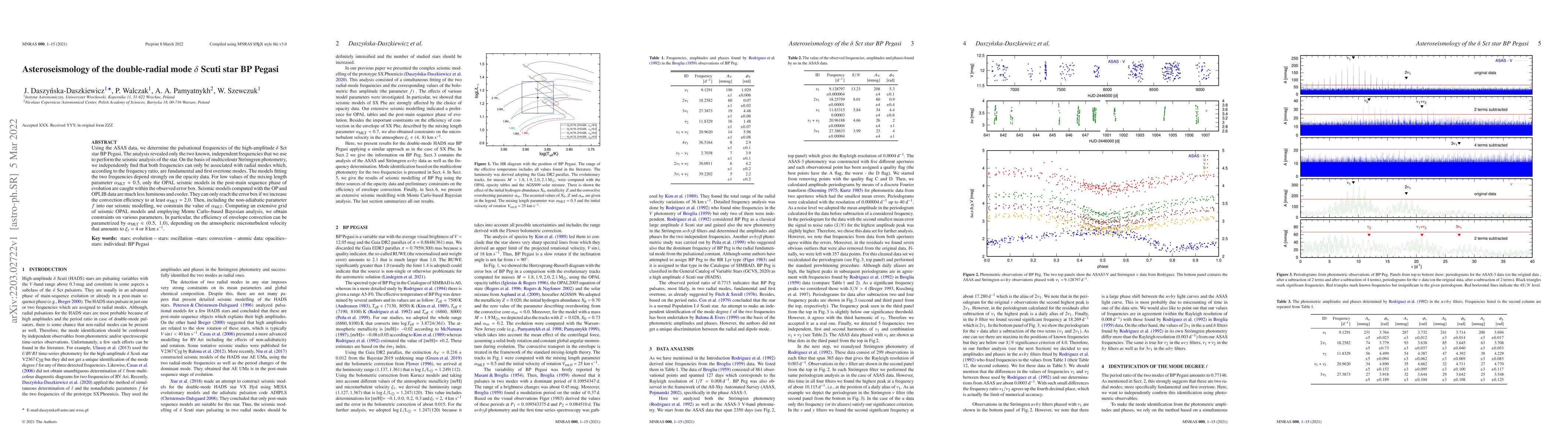 Thumbnail for Asteroseismology of the double-radial mode $\delta$ Scuti star BP Pegasi