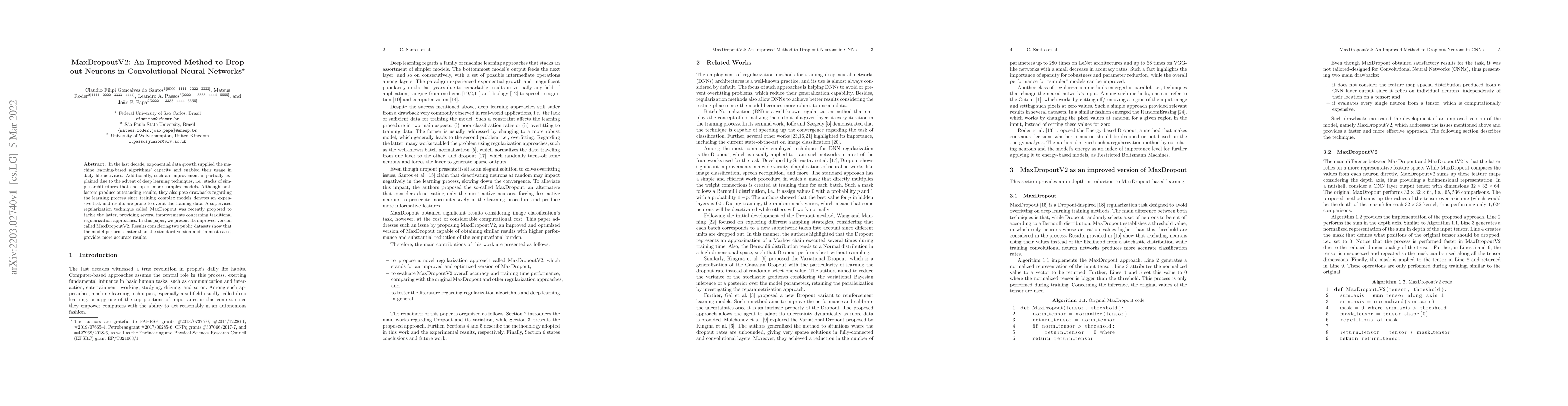Thumbnail for MaxDropoutV2: An Improved Method to Drop out Neurons in Convolutional
  Neural Networks