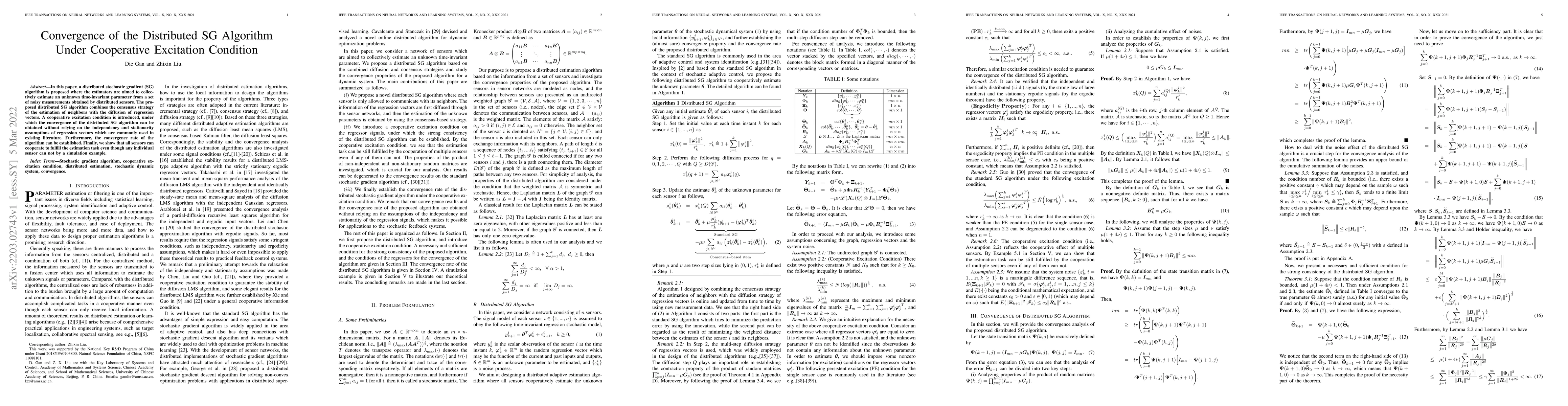 Thumbnail for Convergence of the Distributed SG Algorithm Under Cooperative Excitation
  Condition