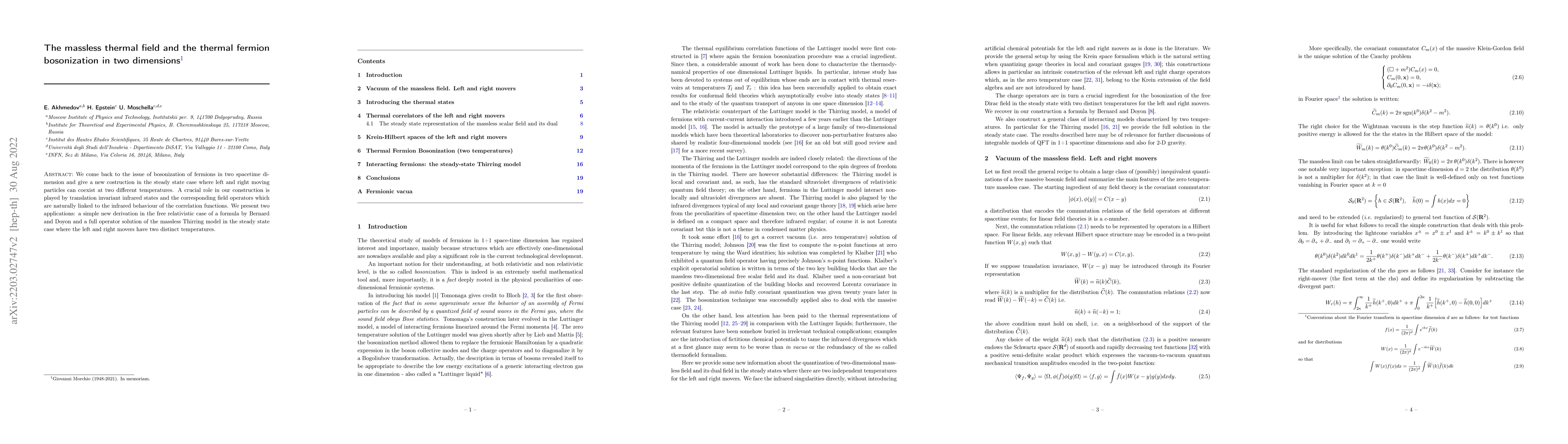 Thumbnail for The massless thermal field and the thermal fermion bosonization in two
  dimensions
