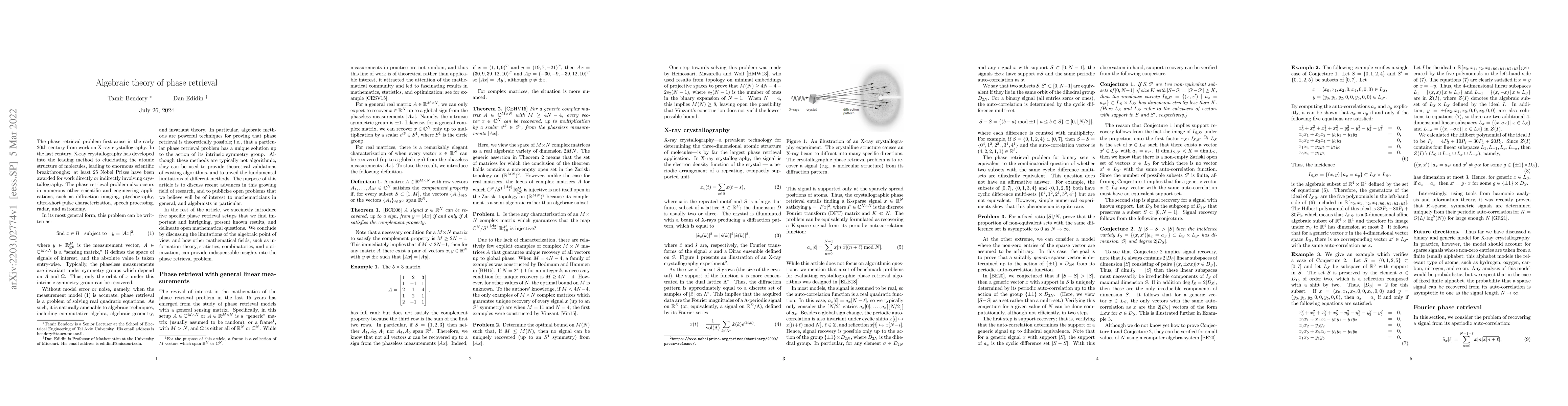 Thumbnail for Algebraic theory of phase retrieval