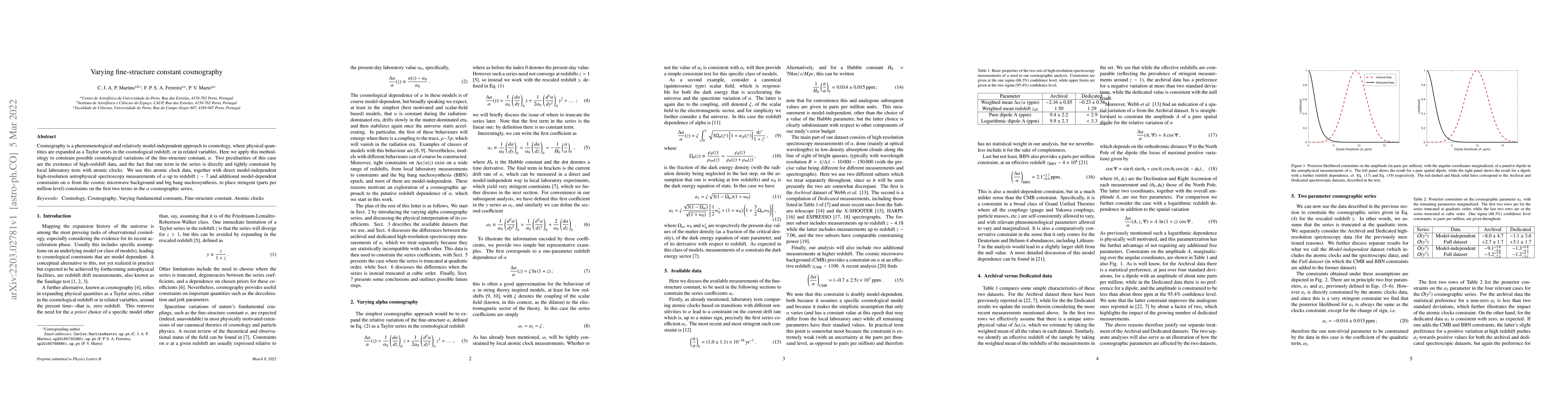 Thumbnail for Varying fine-structure constant cosmography