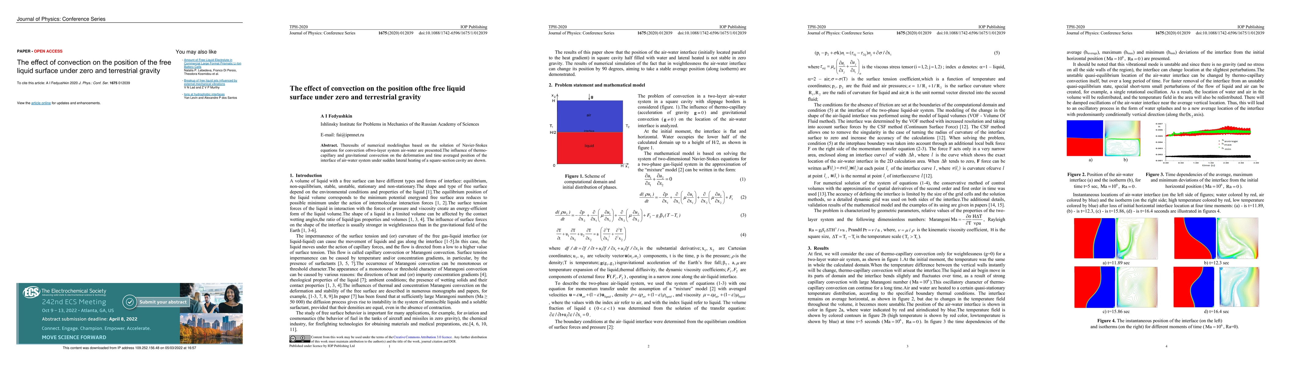 Thumbnail for The effect of convection on the position of the free liquid surface
  under zero and terrestrial gravity