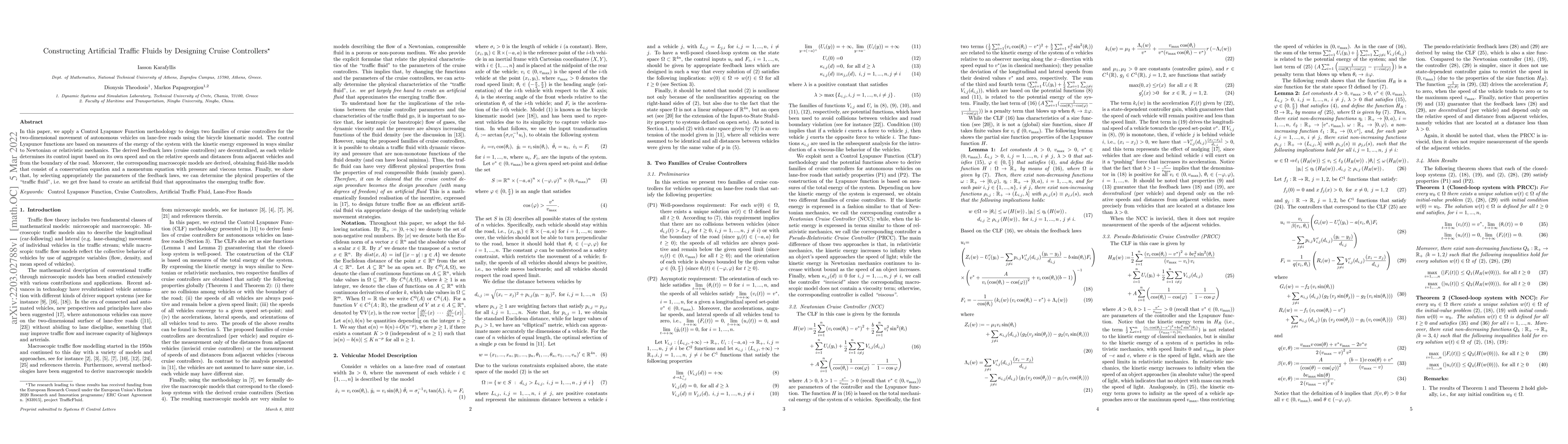 Thumbnail for Constructing Artificial Traffic Fluids by Designing Cruise Controllers