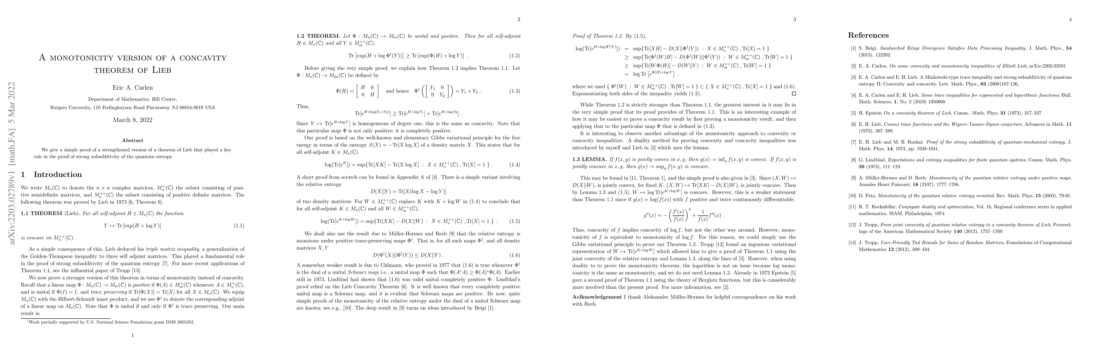 Thumbnail for A monotonicity version of a concavity theorem of Lieb