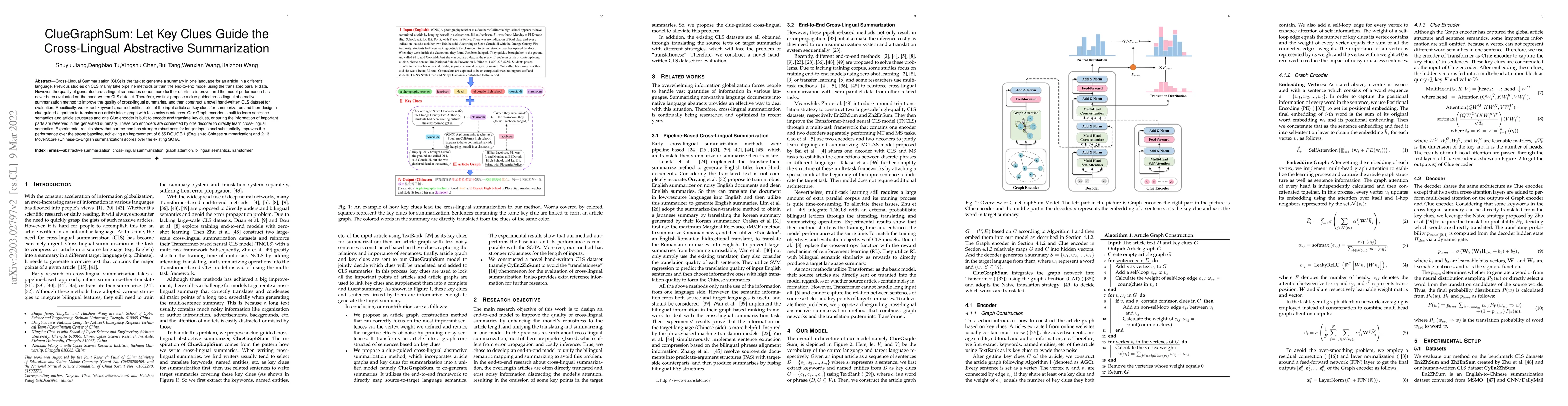 Thumbnail for ClueGraphSum: Let Key Clues Guide the Cross-Lingual Abstractive
  Summarization
