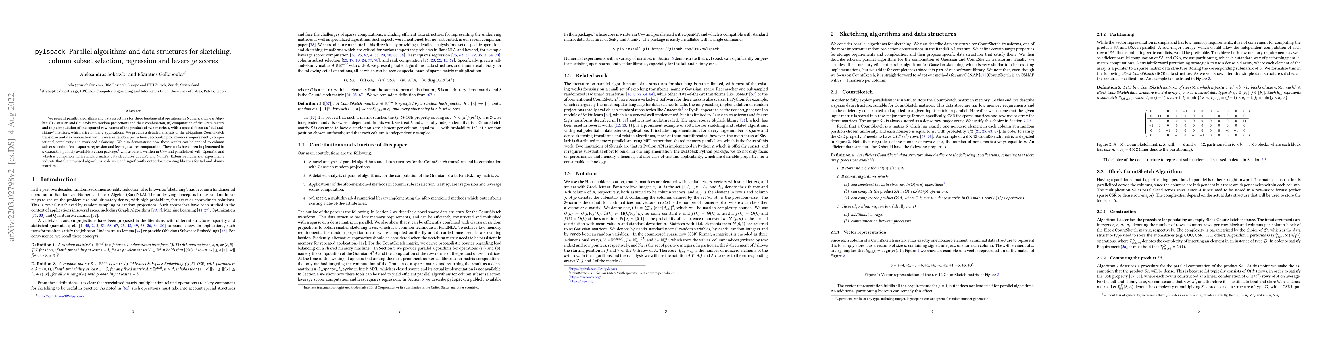 Thumbnail for pylspack: Parallel algorithms and data structures for sketching, column
  subset selection, regression and leverage scores