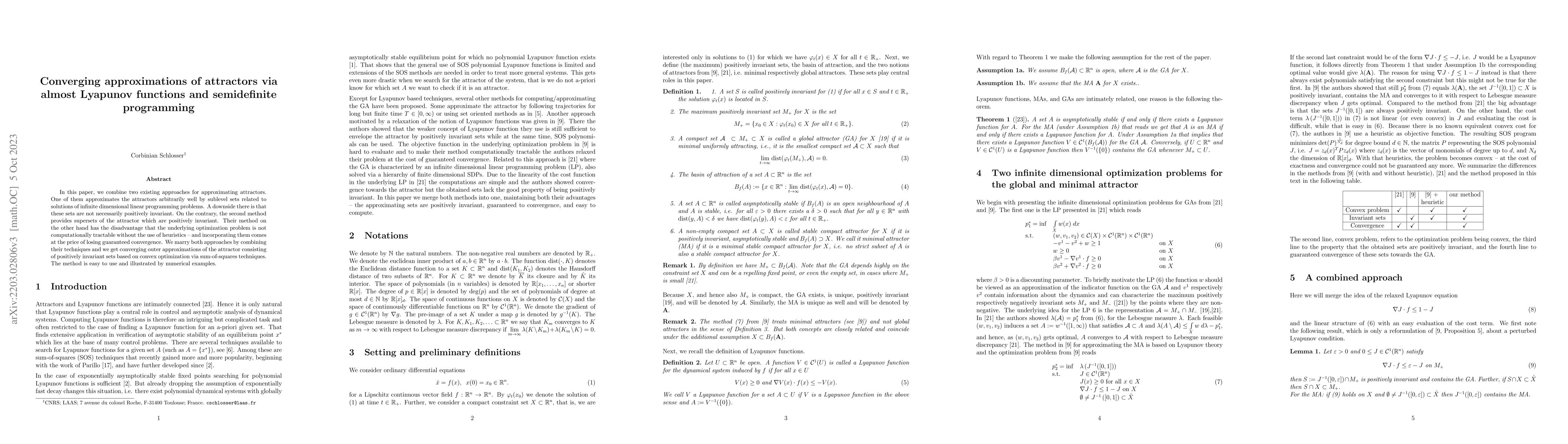 Thumbnail for Converging approximations of attractors via almost Lyapunov functions
  and semidefinite programming