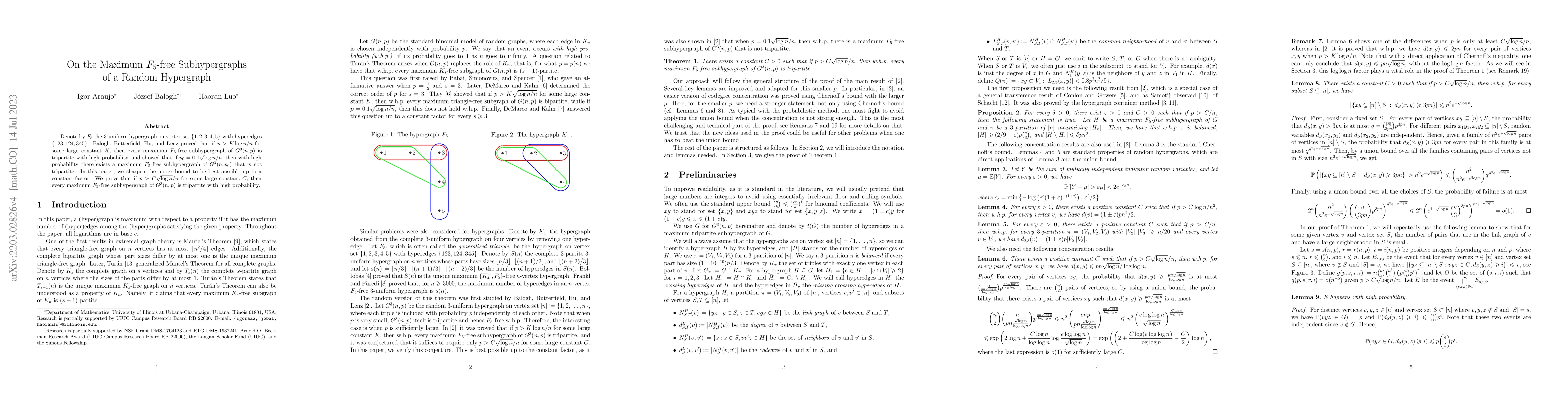 Thumbnail for On the Maximum $F_5$-free Subhypergraphs of a Random Hypergraph