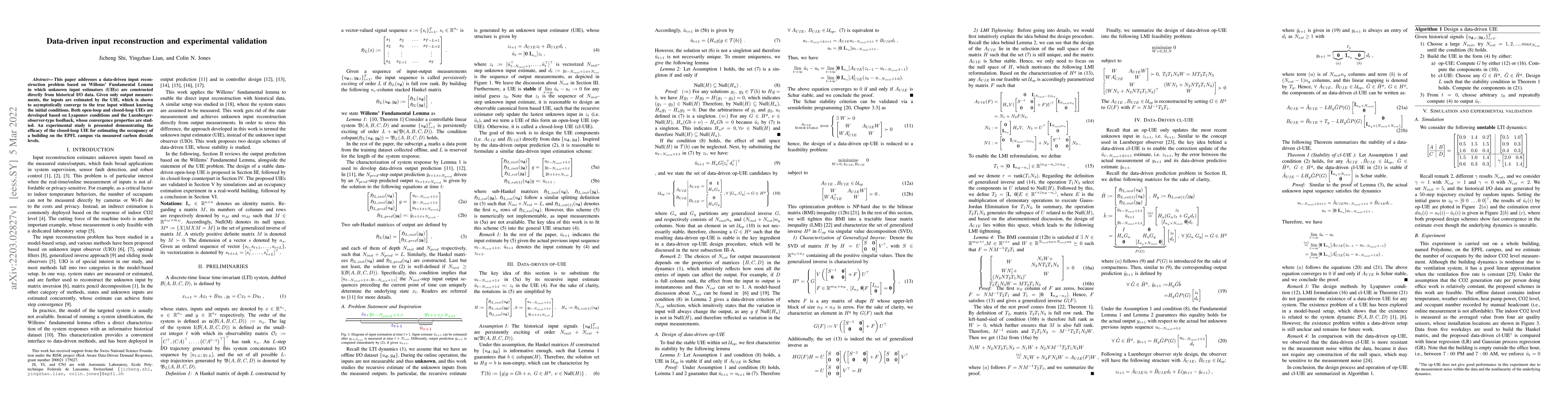 Thumbnail for Data-driven input reconstruction and experimental validation