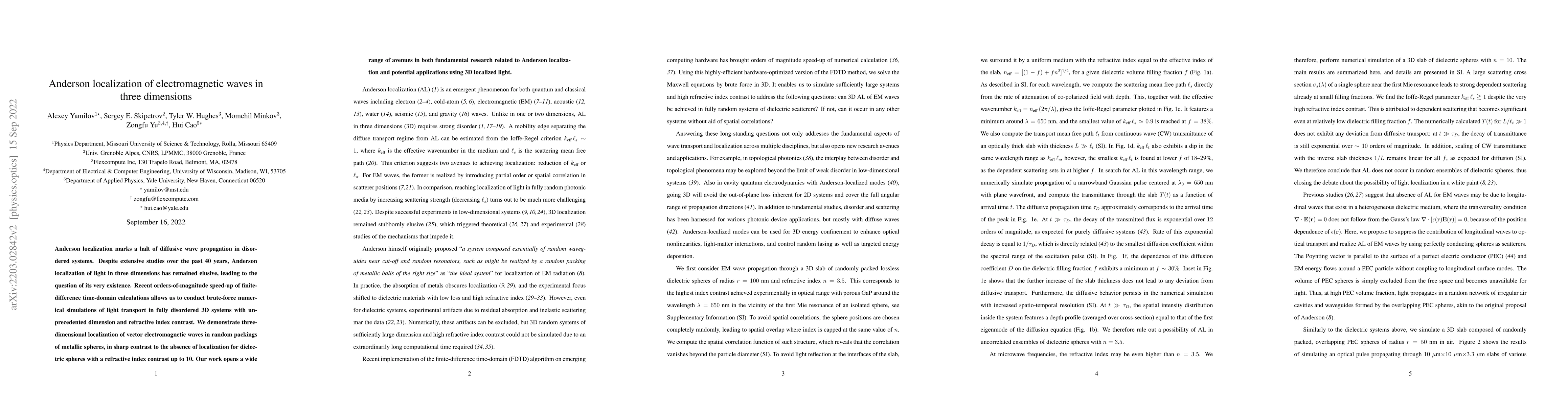Thumbnail for Anderson localization of electromagnetic waves in three dimensions