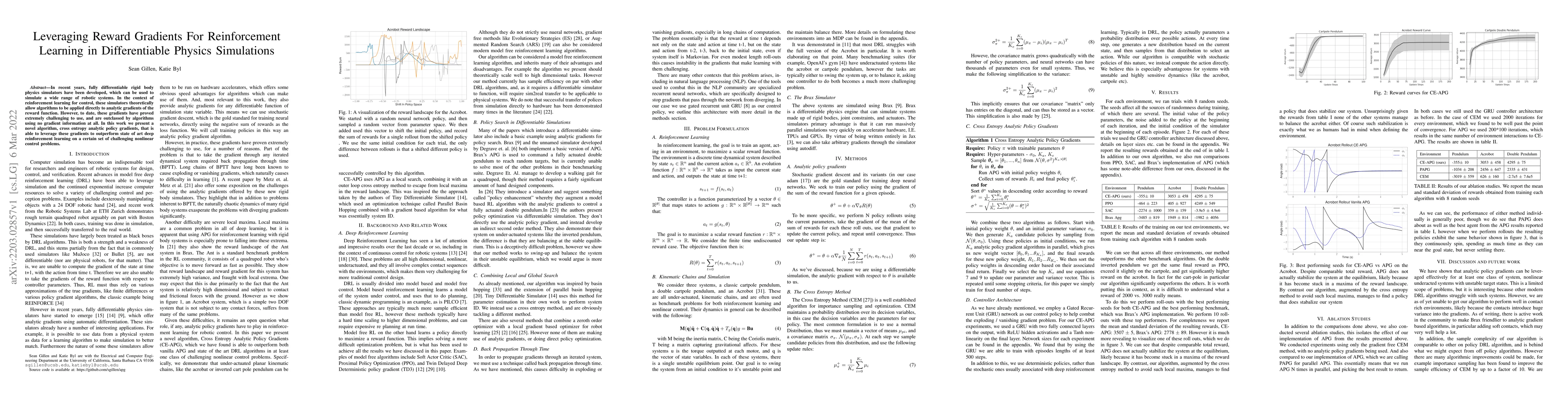 Thumbnail for Leveraging Reward Gradients For Reinforcement Learning in Differentiable
  Physics Simulations