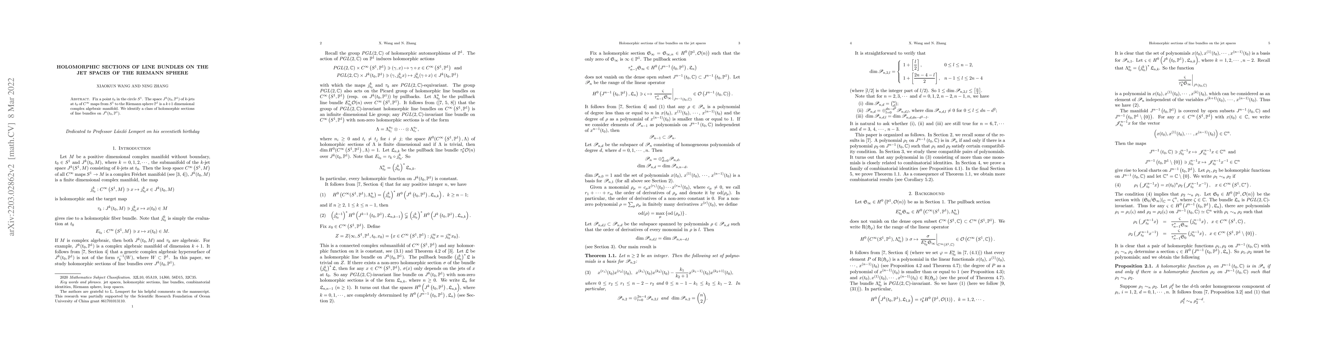 Thumbnail for Holomorphic sections of line bundles on the jet spaces of the Riemann
  sphere