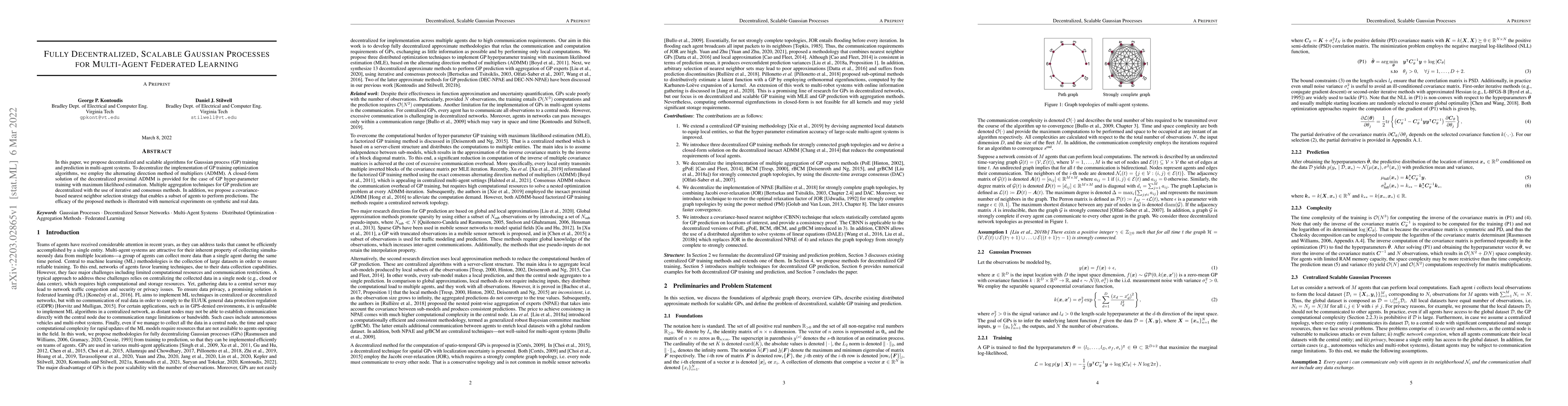 Thumbnail for Fully Decentralized, Scalable Gaussian Processes for Multi-Agent
  Federated Learning