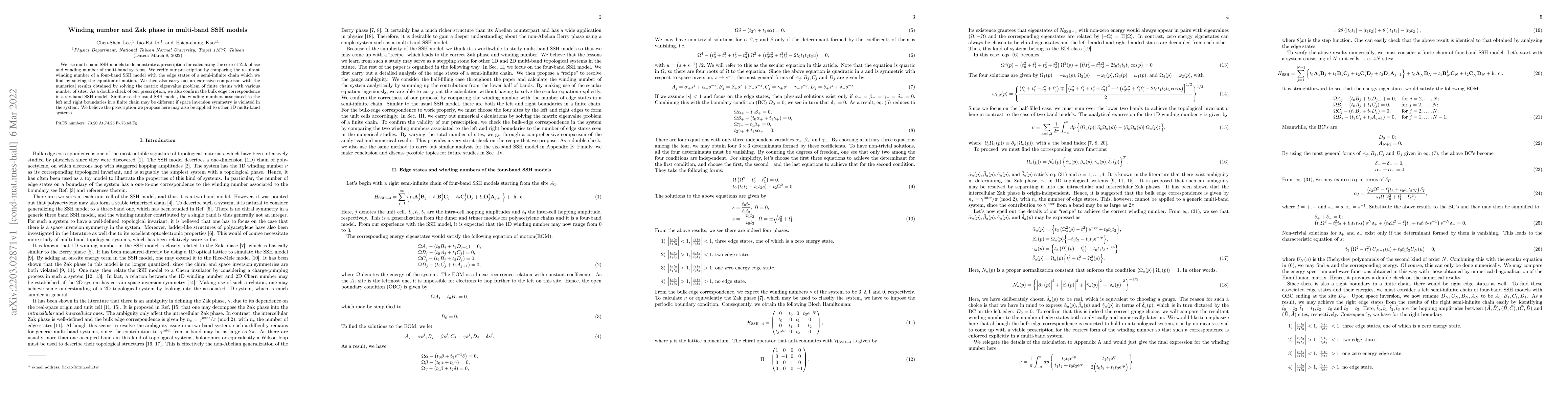 Thumbnail for Winding number and Zak phase in multi-band SSH models
