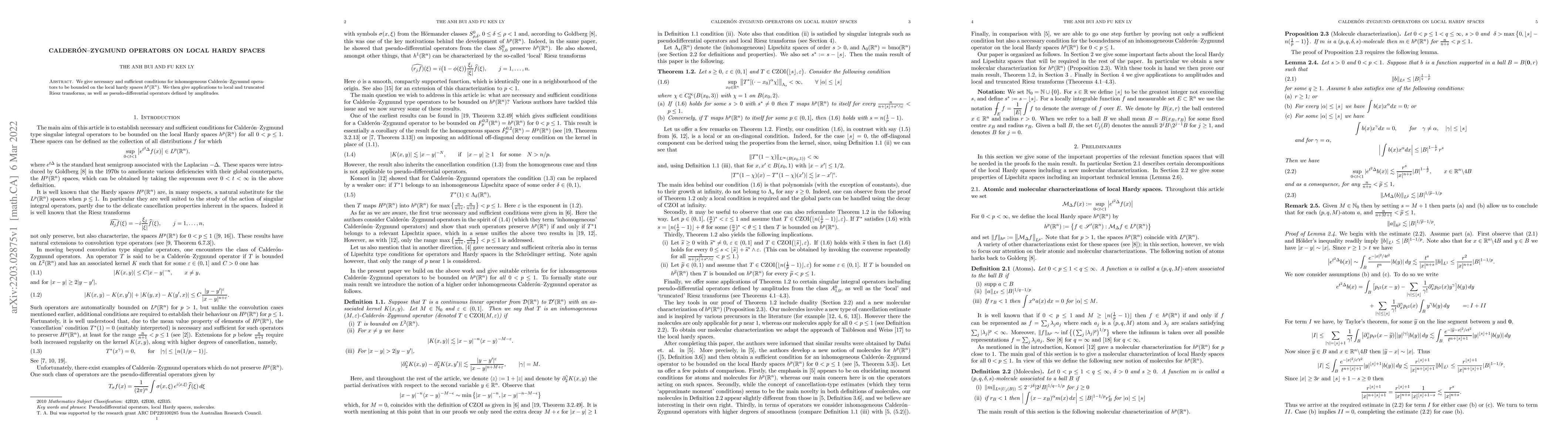 Thumbnail for Calder\'on-Zygmund operators on local hardy spaces