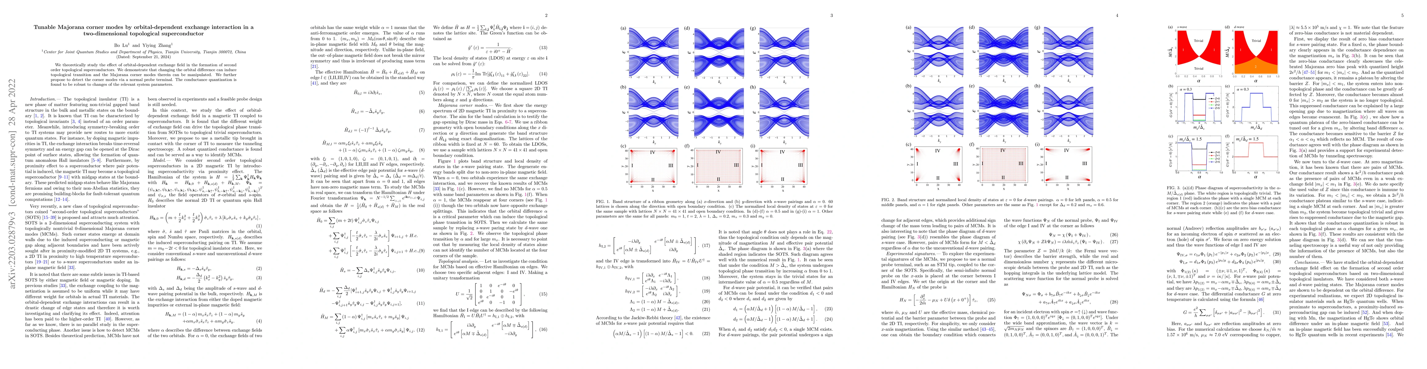 Thumbnail for Tunable Majorana corner modes by orbital-dependent exchange interaction
  in a two-dimensional topological superconductor
