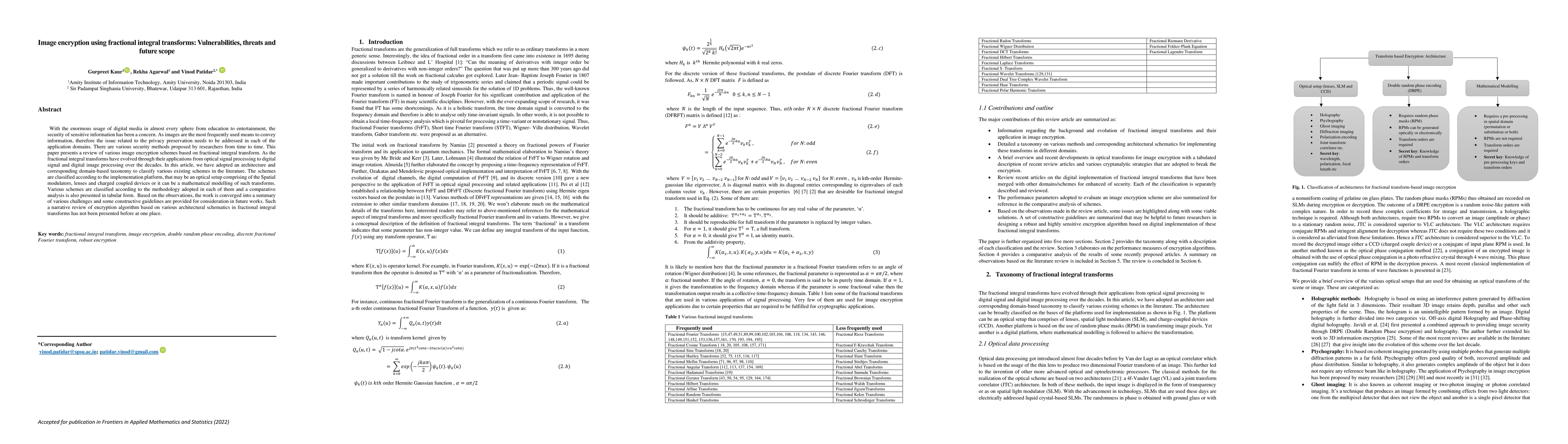 Thumbnail for Image Encryption using fractional integral transforms: Vulnerabilities,
  threats and future scope